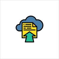 Cloud icon with a paper document and an arrow vector