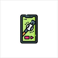 A phone with a baseball and a bat on it vector