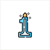 A birthday candle with a number one on it vector
