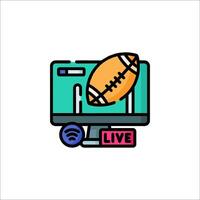 A football on a computer screen with a live icon vector