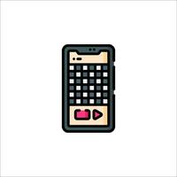 A phone with a keyboard and a button vector