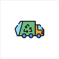 A garbage truck with a recycling symbol on it vector