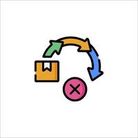 A colorful icon of a box with a red arrow vector