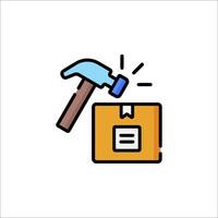 A hammer and a box with a hammer icon vector
