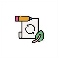 A pencil and paper with a leaf on it vector