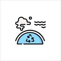 A line drawing of a recycling bin and a cloud vector