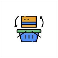 A basket with a credit card in it and a sign that says credit card vector
