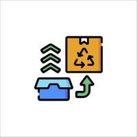 A recycling bin with a green arrow and a box vector
