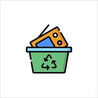 A trash can with a television in it vector