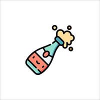 A bottle of champagne with bubbles and bubbles vector