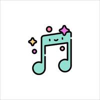 A cute music note icon with stars vector
