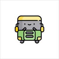 A cartoon bus icon with a smile on its face vector