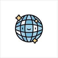 A cartoon globe with a smiley face vector