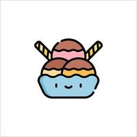 A cartoon ice cream cone with two ice cream cones vector