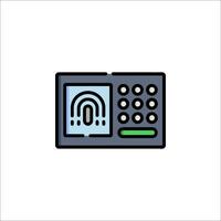 A computer with a fingerprint reader icon vector
