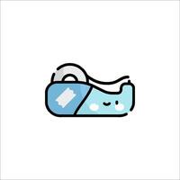 A blue and white cartoon character with a smile on its face vector