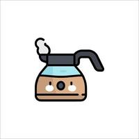A cartoon coffee pot with a face and a steam coming out of it vector