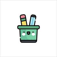 A green bucket with two pencils in it vector
