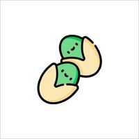 Two green and white shells with a green face on each vector