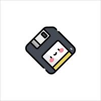 A floppy disk with a cute face on it vector