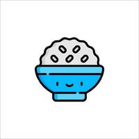 Rice bowl icon with a smiley face vector