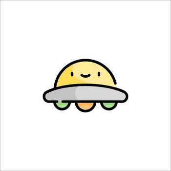 An alien spaceship with a smiley face on it vector