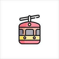 A red and yellow tram icon on a white background vector