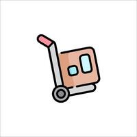 Cart icon on white background with a box on it vector