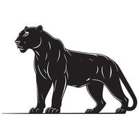 Black and white illustration of a wild panther vector