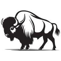 Black and white illustration of a bison vector