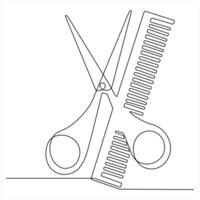 Scissor tool one line continuous single line art drawing line art illustration vector