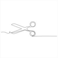 Scissor tool oneline continuous single line art drawing outline design illustration vector