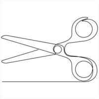 Scissor tool continuous single line art drawing outline style illustration vector