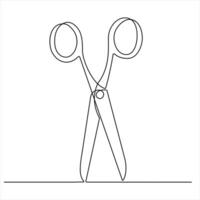 Scissor tool one line continuous single line art drawing outline design illustration vector