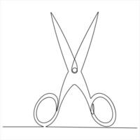 Scissor tool oneline continuous single line art drawing outline design illustration vector
