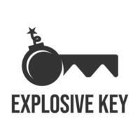 explosive key flat minimalist logo design vector