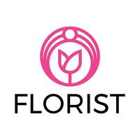 florist flat minimalist logo design vector