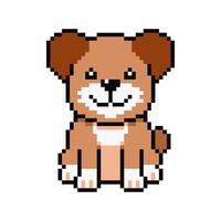 Pixel art dog in retro style vector
