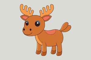Adorable Moose Graphic For Web And Print. Premium Moose Illustration Featuring Cute Design Perfect For Websites, Print Materials, Digital Content, And Creative Projects vector