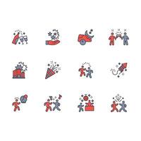 New year icon set..Editable stroke.linear style sign for use web design,logo.Symbol illustration. vector