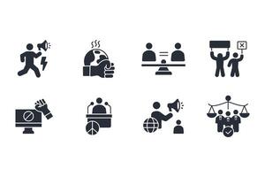 activism protest icon set..Editable stroke.linear style sign for use web design,logo.Symbol illustration. vector