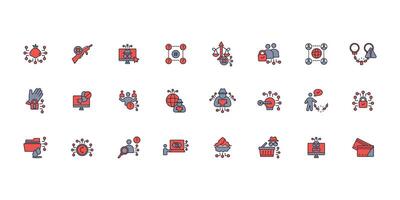 Dark web icon set..Editable stroke.linear style sign for use web design,logo.Symbol illustration. vector