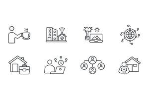 working from home icon set..Editable stroke.linear style sign for use web design,logo.Symbol illustration. vector