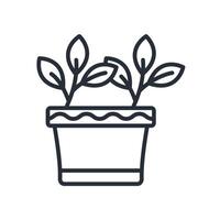 potted plant icon. .Editable stroke.linear style sign for use web design,logo.Symbol illustration. vector
