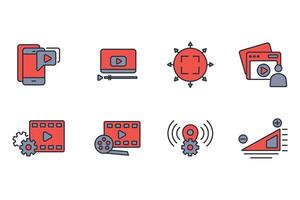 media icon set..Editable stroke.linear style sign for use web design,logo.Symbol illustration. vector