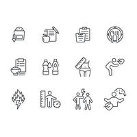 Weight loss icon set..Editable stroke.linear style sign for use web design,logo.Symbol illustration. vector