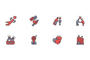 Honeymoon icon set..Editable stroke.linear style sign for use web design,logo.Symbol illustration. vector