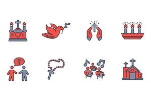 Christianity icon set..Editable stroke.linear style sign for use web design,logo.Symbol illustration. vector