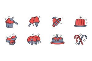 Sweets and desserts icon set..Editable stroke.linear style sign for use web design,logo.Symbol illustration. vector