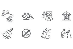 Painting icon set..Editable stroke.linear style sign for use web design,logo.Symbol illustration. vector
